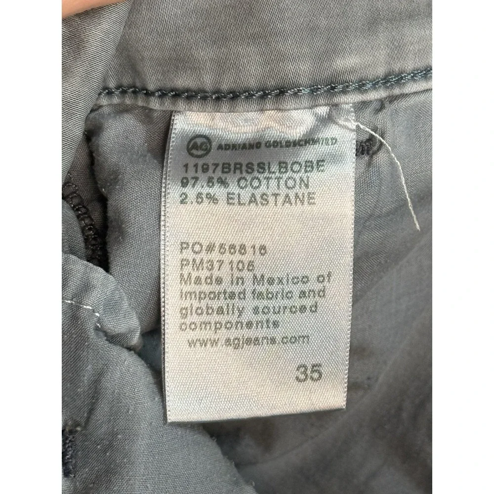 AG Adriano Goldschmied Wanderer Shorts Mens 35 Gray Chino Slim 10 Inseam Casual